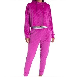 Juicy Couture Pink Velour Set Tracksuit Sleepwear Loungewear Holiday pajamas